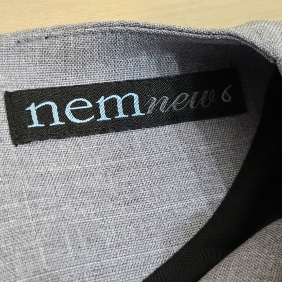 Nemnew Crew neck gray 3/4 sleeve career midi dress Embroidered flower size 6 - Picture 3 of 14